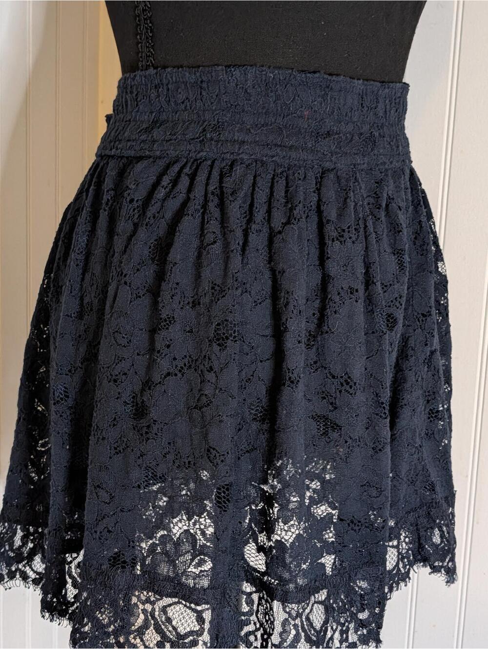 Abercrombie & Fitch Navy Lace Skirt with Scallop Detail